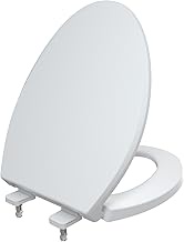R&amp;T B1130 LUXURY Elongated Toilet Seat Heavy Duty Seat for Standard Toilet Bowl, Quiet Soft Slow Close, with Quick-Release Hinge &amp; Quick-Attach Hardware, Plastic, White