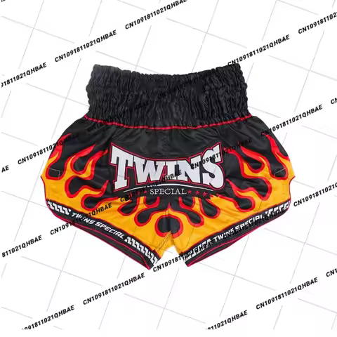 New Twins Special FLAME Muay Thai Shorts Men Octagonal Cage MMA Training Fitness Shorts Breathable S