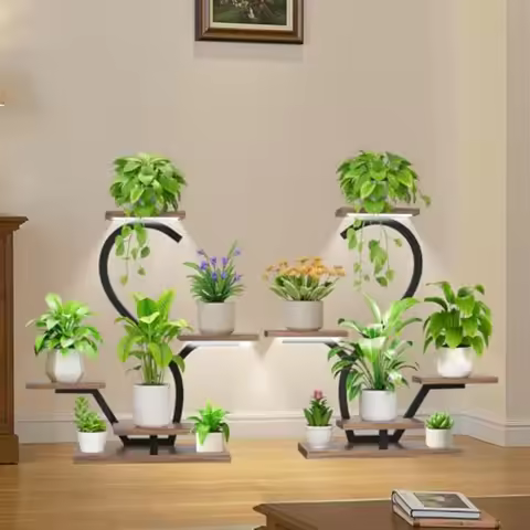 Plant Stand Indoor with Grow Lights - 5 Tiered Indoor Plant Shelf 30" Small Plant Stand for Indoor P