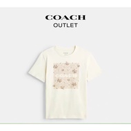 Coach/coach Women's Cotton Floral Presbyopic Square Pattern Classic T-Shirt