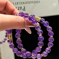 Chinese Style National Trendy Natural All-Match Amethyst Pellets Permeable Purple Qi Donglai Bracele