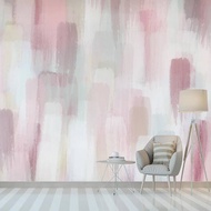 【SA wallpaper】 Custom Self-Adhesive Wallpaper Modern Pink Abstract Watercolor Painting Photo Wall Mural Living Room Bedroom Art 3D Wall Sticker