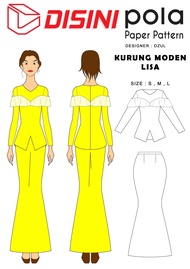 Pola Pakaian - Baju Kurung Moden LISA - Sewing Pattern by DISINI, designer DZUL