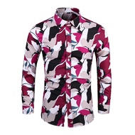 Men's Slim fit Floral Printed Beach Hawaiian Button-Down Dress Shirt Luxury Dress Shirts Stylish Shi