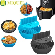 MIQUEL Air Fryer Baking Basket, Silicone with Dividing Pad Air Fryer Baking Pan, Air Fryer Accessories Round Heat Safe Foldable Air Fryer Baking Tray Home Use