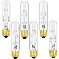 Mentol Lampu Pijar Tiub Jernih T10 25 Watt, Mentol T10, Mentol Gaya Vintage untuk Pameran, Lampu Pam