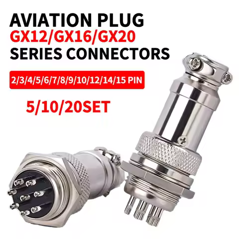 5/10/20Set GX12 GX16 GX20 2 3 4 5 6 7 8 9 10 12 14 15 Pin Male&Female Docking Aviator Aviation Plug 