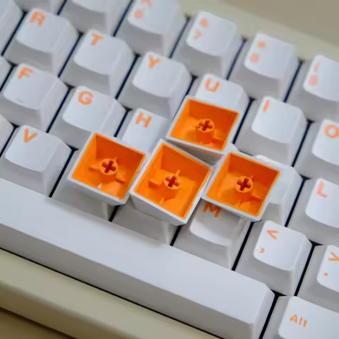 121 Aifei Keycaps ABS Double Shot White with Orange Letters Cherry Height for Mechanical Keyboard AU