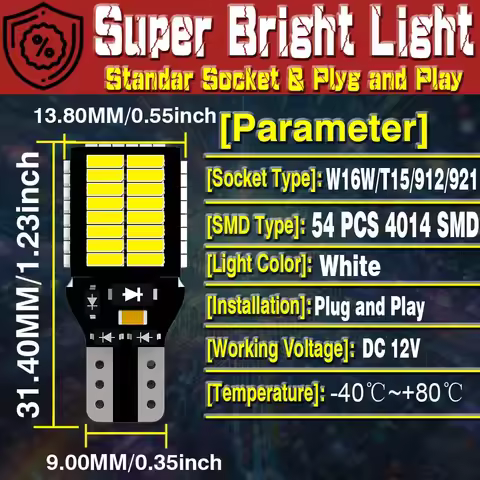 2pcs W16W T15 921 912 LED Canbus Reverse Light Bulbs Car Auto Moto Back Up Lamp For Seat Ibiza 6j 6p