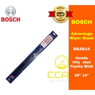 100% ORIGINAL Bosch Advantage - BA2614 - Wiper Blade set - 26" & 14" - Honda City  Jazz  Toyota Wish