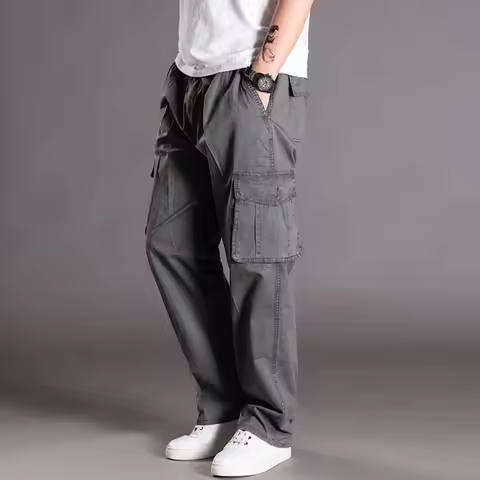 Big size 6xl 12xl 13XL 170KG Large Size Summer Men Cargo Pants Cotton Pocket Loose army green Casual