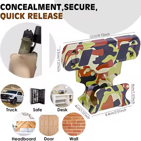 Magnetic Gun Mount for Car & Truck with Trigger Guard Protection, Conceal in Desks, Safes & Walls fo