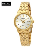 Velashop นาฬิกาข้อมือผู้หญิงไซโก้ Seiko Neo Classic Silver Dial Ladies Watch เรือนทอง รุ่น SUR660P1, SUR660P, SUR660