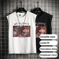 HillsayN Casual Korean Style Sleeveless Top for Young Guys - Comfortable Loose Fit