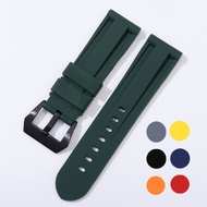 22mm 24mm 26mm Black Blue Red Army Green Yellow Watch Band Silicone Rubber Replacement Strap for Panerai Stainless Steel Buckle