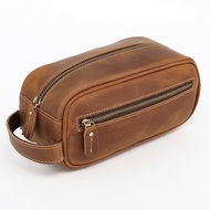 Cowhide Mens Clutch Bag Large Capacity Pen Bag Outdoor Multi-function Stationery Storage Bag Toilet