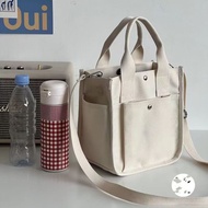 Japanese Canvas Bag Casual Thick Canvas Tote Bag Lunch Bag Canvas Bag Square Bag Plain Color Small S