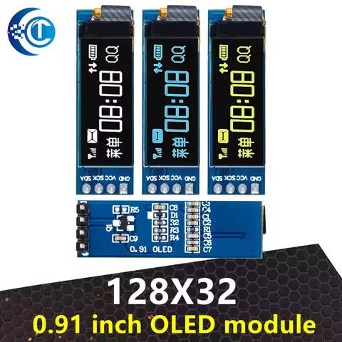 0.91" OLED LCD LED Display Module - White Blue, 128X32 Resolution with IIC Communication