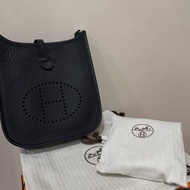 全新 hermes mini evelyne 黑銀 K刻