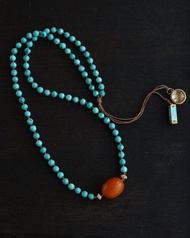 5mm天然綠松石 老臘棗珠項鍊多圈手鍊手串s