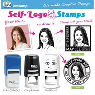 Self-Logo Stamp Cop Muka Name Stamp /Cop Selfie Gambar Muka COLOP Round shape/Square Shape
