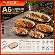 【WUCHT】8.5 9.5 10.5 11.5 12.5 A5 Melamine Premium Restaurant Tableware WCF Oval Oblong Plate A5OP 黑米