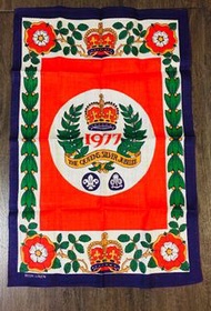 英女皇 英女王 1977 The Queen’s silver  jubilee tea towel 童軍紀念亞麻佈 *送1977 女皇童軍章一個