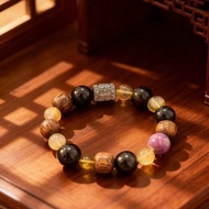 Crystal.EAA 設計款水晶手鏈 玄黃雅集 黑耀石 螢石 虎皮檀木