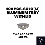 [100 PCS] Aluminum Tray with Lid [ Solo Medium RE165 ] [ 6.5" x 5.1" x 1.9" / L x W x H ]