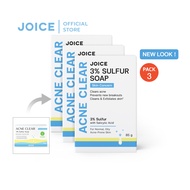 [แพ็ค3] JOICE Acne Clear 3% Sulfur Soap 85g. สบู่สิวผิวกาย หลัง อก ก้น