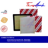 COMBO Filters (Aircon &amp; Air) for Toyota Hiace GL Grandia 2.8L, Commuter Deluxe 2.8L (2019 - 2024)