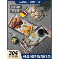 Finland MISANBROO Stainless Steel Rectangular Tray Barbecue Snacks Fried Chicken Plate Metal Industr