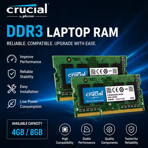 Laptop Memory Crucial DDR3 DDR3L 8gb 4gb RAM 1866MHZ 1600mhz 1333mhz 1066mhz SODIMM Memory PC3-12800