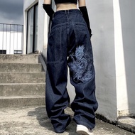 Street Popular Jnco Tiger Embroidered Jeans Men Y2k New Harajuku Washed Wide Leg Jeans Couple Casual