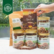 Combo 4 Granola Dưỡng Nhan sấy mật ong không đường kèm Trà gạo lứt & Bánh kẹp rong biển Tây Nguyên F