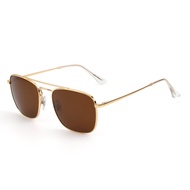 Retro Square Aviator Sunglasses Premium Glass Lens Flat Metal Eyewear Men Women