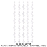 EELIC TMM-BLN1.5M Contains 5 pcs crystal moon shaped beaded curtain decorations 1.5 meters long (20 