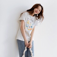 OB Strictly Selected Pure Cotton Cute Afternoon Tea Illustration Short-Sleeved Top < AB21273 >