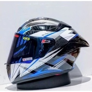 HELM MLA FULLFACE MIRIP TTC MOTIF HELM PAKET GANTENG VISOR IRIDIUM BLUE HELM MOTOR SNI ORIGINAL MLA