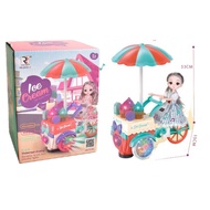 Mainan Mobil Es Krim Listrik Kereta Dorong Boneka dengan Musik dan Lampu Mainan Anak Perempuan