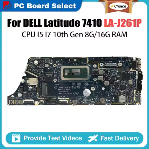 For Dell Latitude 7310 7410 Laptop Motherboard LA-J261P 0CYV1X 00N7RN 04J6CM I5I7 10th RAM 8G 16G Ma