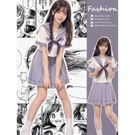 Tsukinono HOUSE Fujitsu Takatobus Sportswear JK Uniform Suit Half Sleeve Gray Purple Student Japanese Sailor Suit Summer M