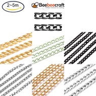 BeeBeecraft 2~5 m Oxidated Aluminium Twisted Chains Curb Chains Unwelded Silver about 3.5 wide 6mm long for Men Women Jewelry Chain DIY Making