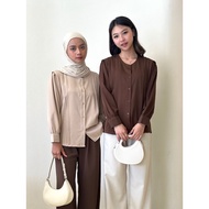 SERENITY ASOKA Luma Blouse 1446 - Long Sleeve Pleats Blouse Button - Women's Anti-Wrinkle Top