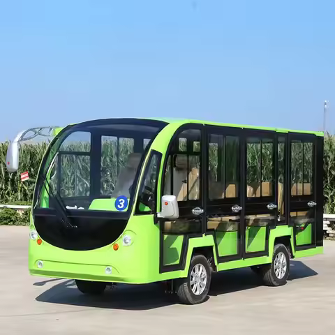 Customizable 8-14 Seat Enclosed Electric Sightseeing Bus New 72V Bus Airport Shuttle Tourist Resort 
