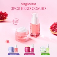 Glad2Glow 2In1 Basic Skincare Set Brightening Glowing/Repair/Acne/Retinol/377 Moisturizer&Serum Trav