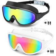 Tyglobal Swim Goggles 2 Pack, Wide View Anti Fog&UV Swimming Goggles for Audlt Kids