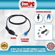 ONE PC DC MALE 12V to U-TYPE FORK TERMINALS 22-16 AWG 0.7mm, BEST FOR TERMINAL CABLE TEST CONNECTOR