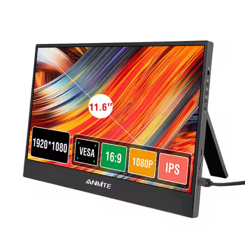 Anmite 11.6 inch IPS Portable Monitor USB TYPE C HDMI for Phone Laptop Desktop MAC Switch PS4 XBOX