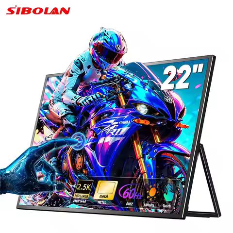 Sibolan 22 inch 2.5K Touchscreen Portable Monitor 60Hz 100% SRGB 400nit HDMI Type-C Laptop Display E
